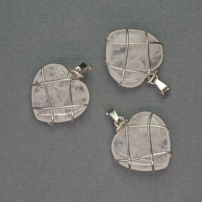Pendant Heart Mountain Crystal in silver plating, diameter 21x21mm±, length 27mm±