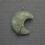 Moon Pendant with Nephrite in Silver Wire, diameter 35mm+-, length 45mm+-