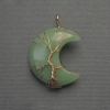 Pendant Moon Jade in golden woven setting, diameter 35mm+-, length 45mm+-