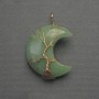 Pendant Moon Jade in golden woven setting, diameter 35mm+-, length 45mm+-