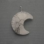 Pendant Moon with Mountain Crystal in a silver-plated weave, diameter 35mm±, length 45mm±