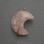 Pendant Moon Pink quartz in golden wire wrap, diameter 35mm±, length 45mm±
