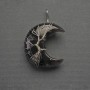 Pendant Moon Amethyst in silver-plated weave, diameter 35mm±, length 45mm±