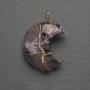 Pendant Moon Amethyst in golden wire wrap, diameter 35mm±, length 45mm±