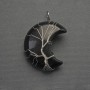Pendant Moon Agate in Silver Plating, diameter 35mm±, length 45mm±