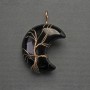 Moon Pendant with Agate in Golden Plating, diameter 35mm±, length 45mm±
