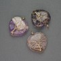 Heart Pendant with Amethyst in Golden Wire Wrap, diameter 30x30mm ±, length 37mm ±