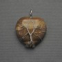 Heart Pendant Tiger's Eye in Silver Plating, 30x30mm±, length 37mm±