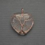 Pendant Heart Rose Quartz in golden woven setting, diameter 30x30mm±, length 37mm±