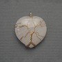 Heart Pendant with Rock Crystal in golden bezel, 30x30mm diameter, length 37mm