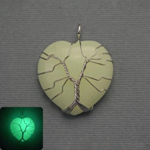 Pendant Heart Onyx green glow in silver weave, diameter 30×30mm±, length 37mm±