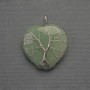 Heart Pendant in Silver-plated Wire Wrap with Nephrite, diameter 30x30mm±, length 36mm±