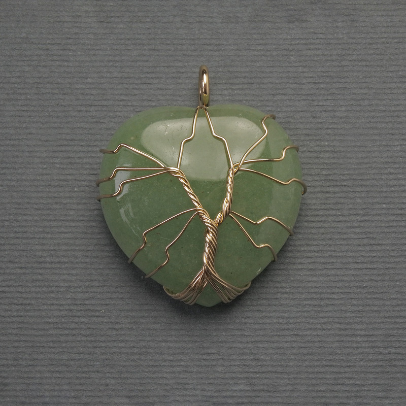 Heart Jade Pendant in Golden Plating, diameter 30x30mm±, length 36mm±