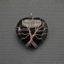 Pendant Heart of Agate in golden braiding, diameter 30x30mm±, length 37mm±