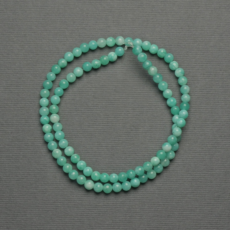 Amazonite Beads Smooth Sphere 4mm± On Thread, Length 38cm+