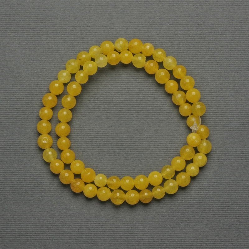 Citrine Beads (imitation) smooth ball, diameter 6mm± on thread, length 37cm+