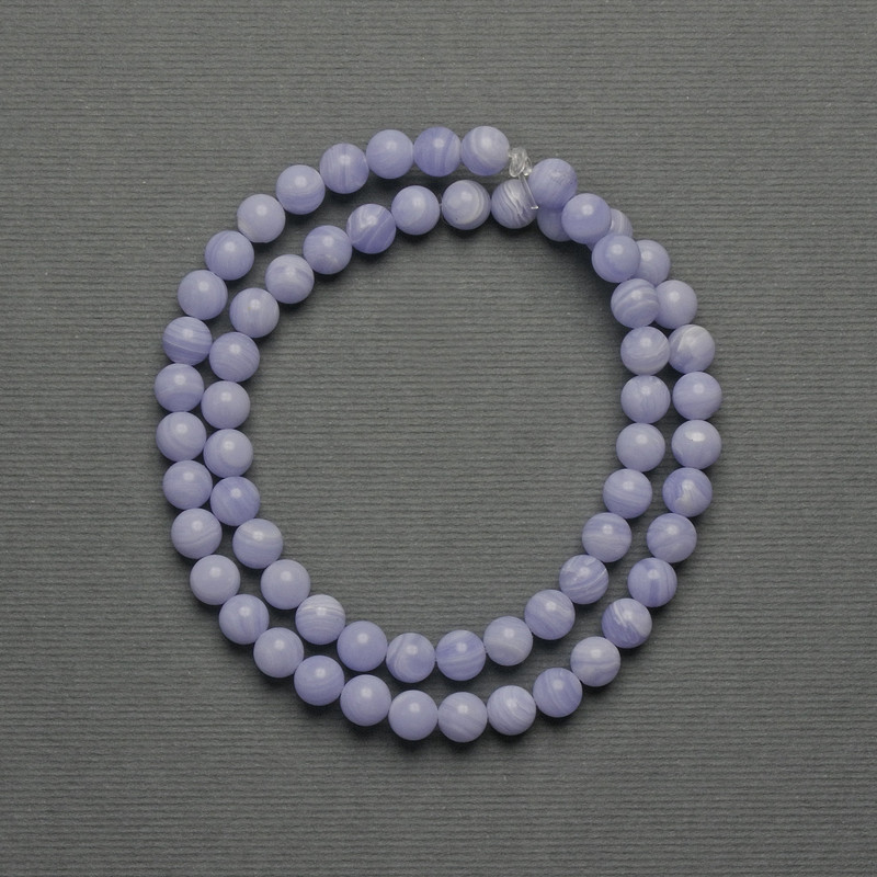 Agate Beads (natural) smooth round 6mm ± on thread, length 37cm+