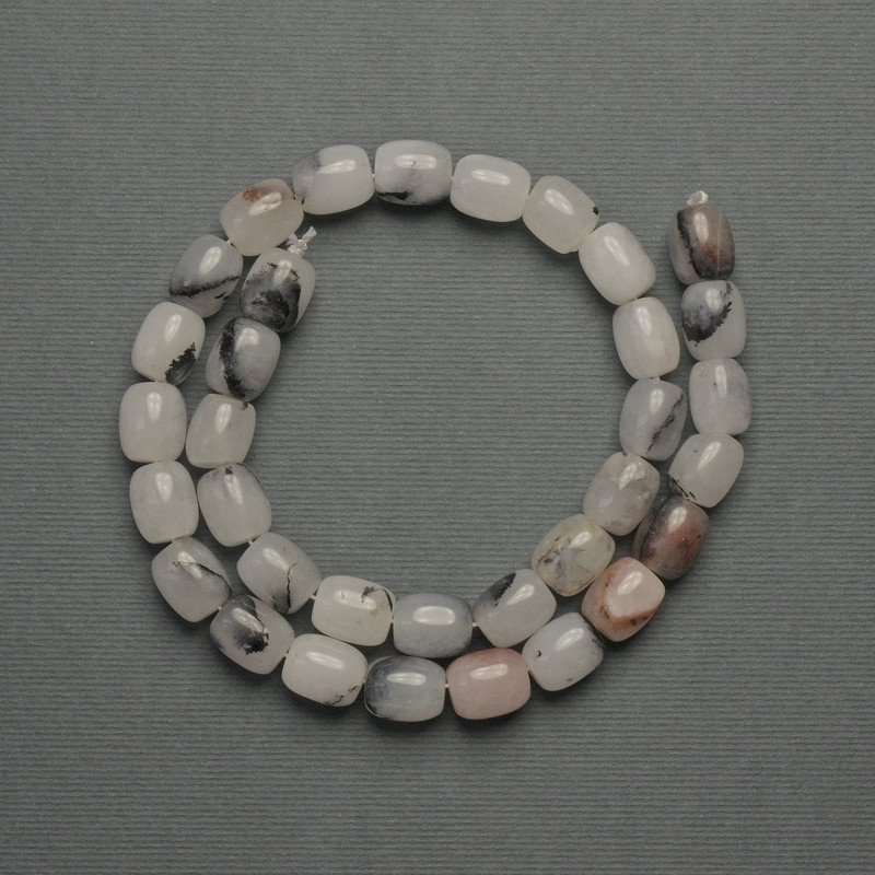 Agate Barillo Beads, 10x8mm diameter, on cord, length 38cm+