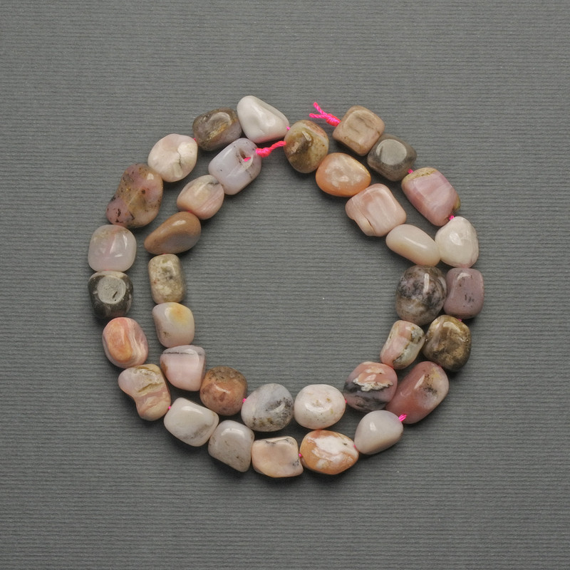 Pink Opal Tumbled Beads, 11x10mm, on thread, 40cm length