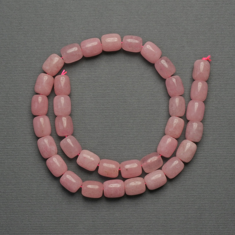 Beads Pink Quartz Barilo, 11×9mm bar shape, on thread, length 38cm+