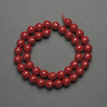 Beads on a thread Coral (pressed) faceted round bead, diameter 10mm +/-, length 36cm +/-
