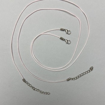 Pink cord "braid" for necklace, diameter 1mm, length 51–55cm+