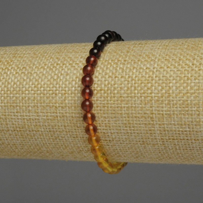Bracelet Amber Gradient Smooth Bead, 5mm diameter, length 18cm, stretch