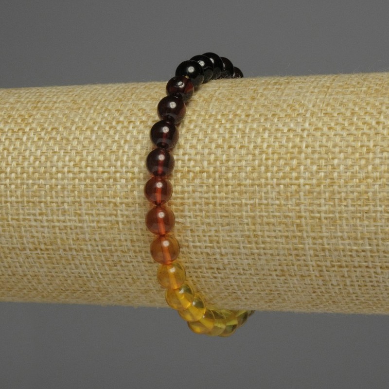 Amber Bracelet Gradient Smooth Bead, Ø 6mm+, length 18cm+-, stretch
