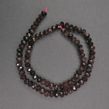 Garnet Beads - Faceted Rondelle 6x4mm, length 37cm
