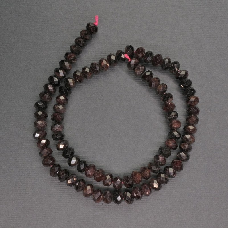 Garnet Beads - Faceted Rondelle 6x4mm, length 37cm
