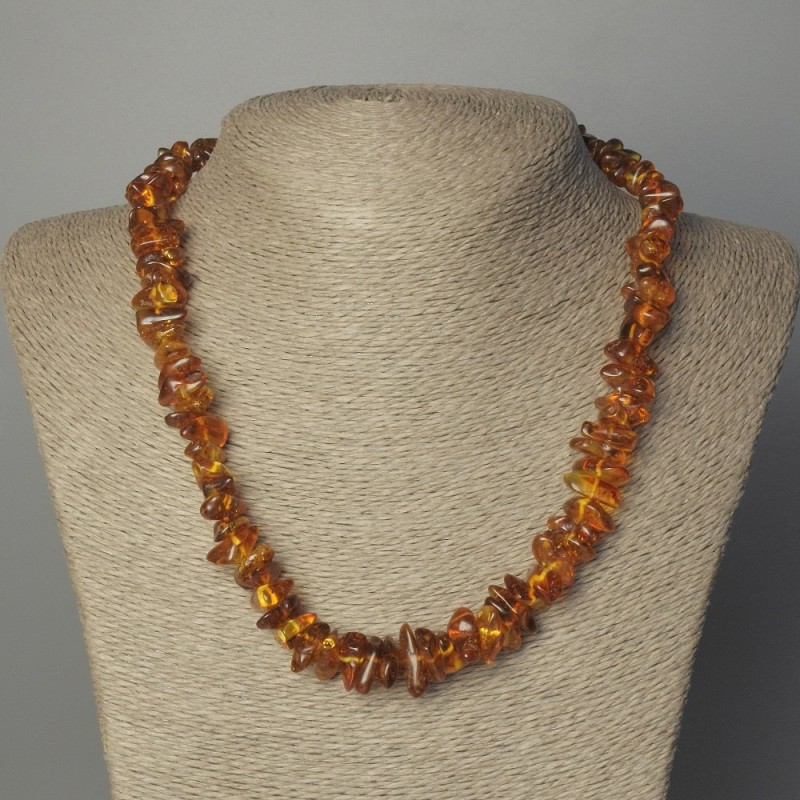 Amber Bead Faceted Chip Necklace, 52 cm