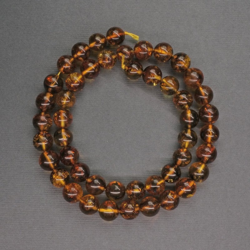 Amber Beads Smooth Ball 8mm diameter, length 40cm