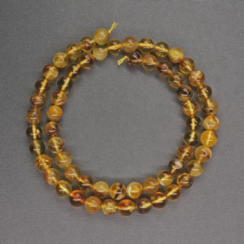 Amber Beads smooth round 6mm diameter, thread length 40cm