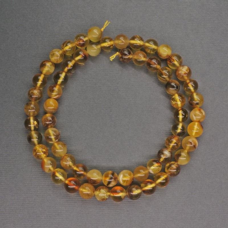 Amber Beads smooth round 6mm diameter, thread length 40cm