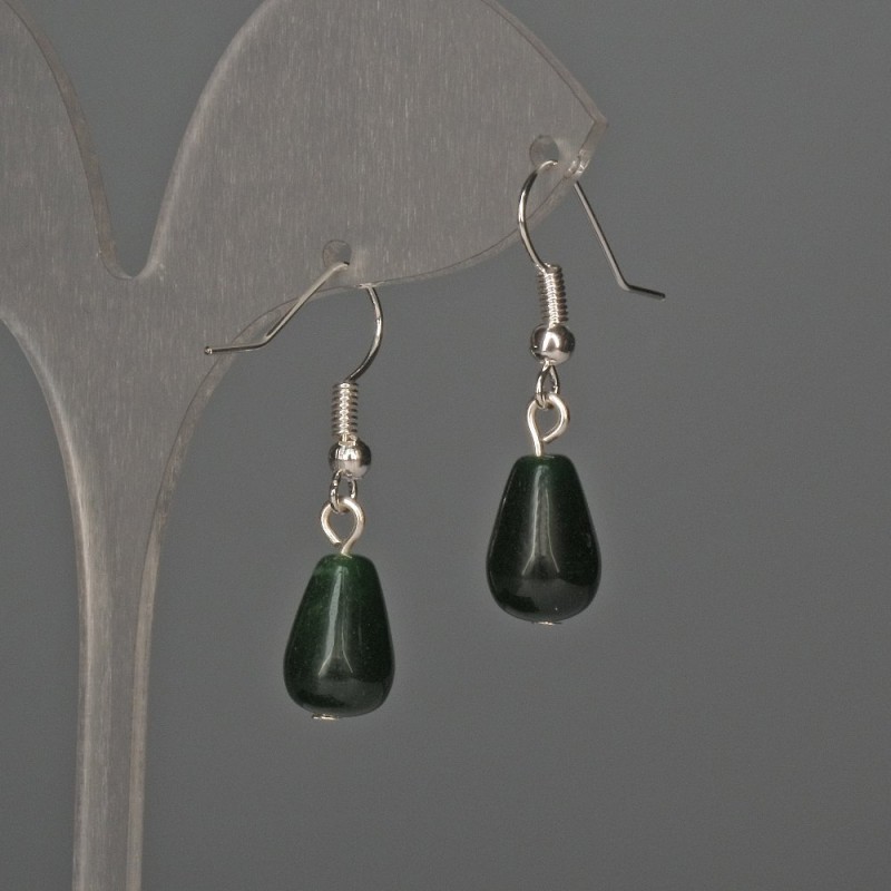 Chrysoprase Drop Earrings 8×12mm ±, total length 32mm ±