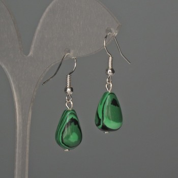 Malachite Teardrop Earrings 10x15mm±, length 35mm±