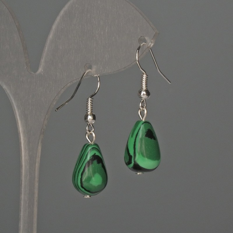 Malachite Teardrop Earrings 10x15mm±, length 35mm±