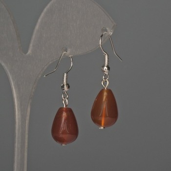 Carnelian Drop Earrings 10x15mm, length approx. 35mm
