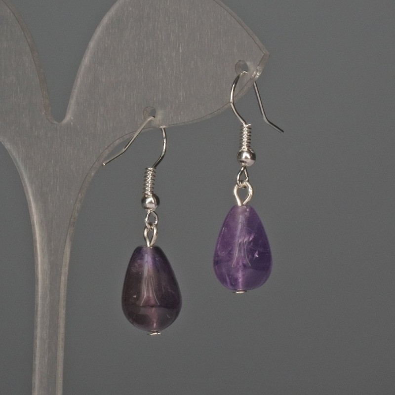Earrings Amethyst Drop 10×15mm±, length 35mm±