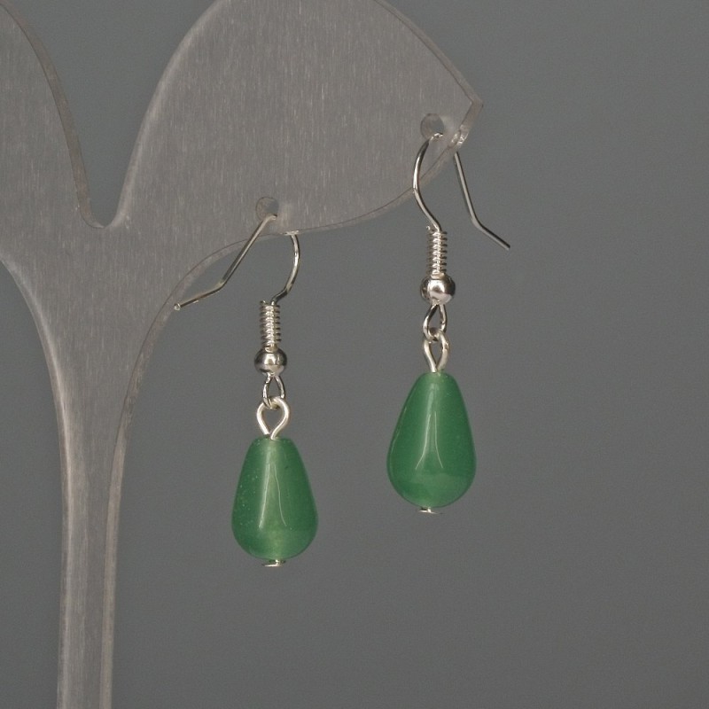 Earrings Jade Drop 8×12mm±, length 32mm±