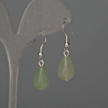 Earrings Jadeite Drop 10x15mm,+- length 35mm+-