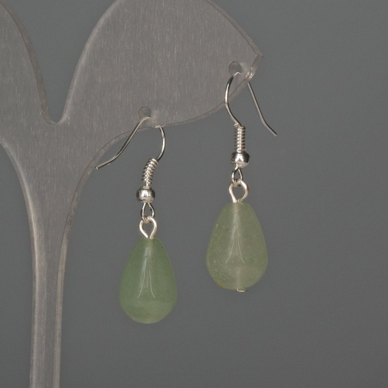 Earrings Jadeite Drop 10x15mm,+- length 35mm+-