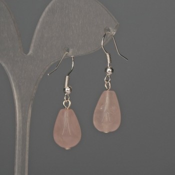Earrings Pink Quartz Drop 10×15mm ±, length 35mm ±