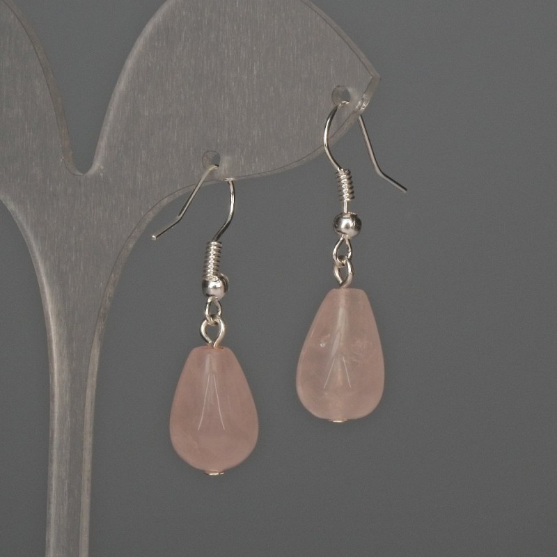 Earrings Pink Quartz Drop 10×15mm ±, length 35mm ±