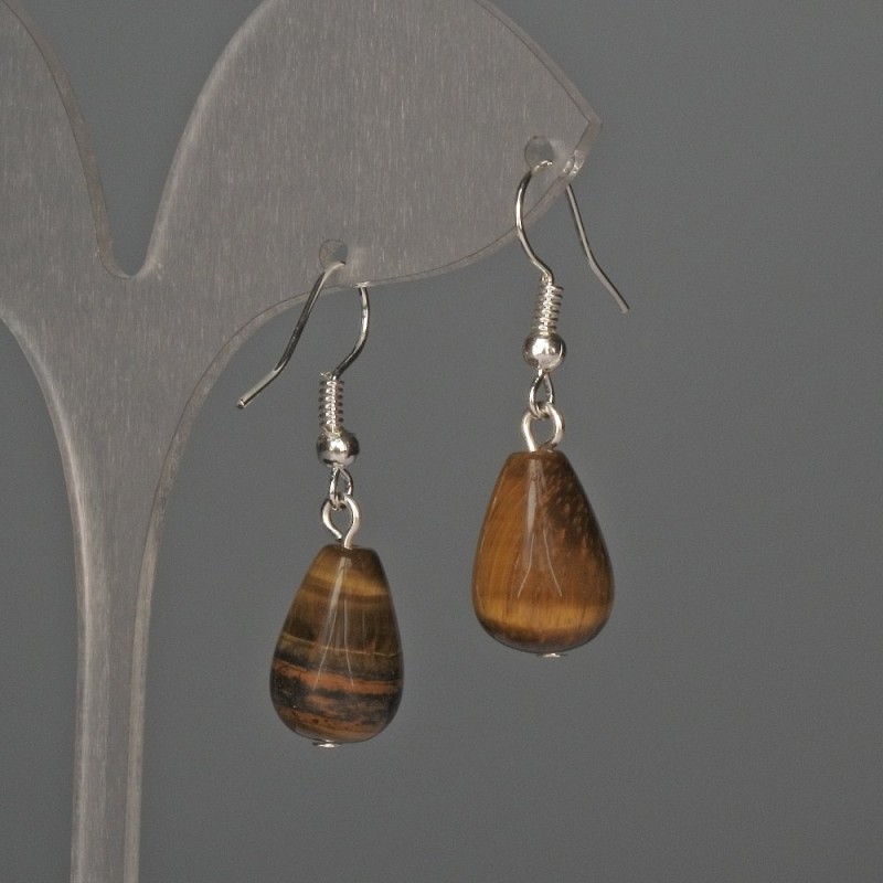 Earrings Tiger’s Eye Drop 10x15mm±, length 35mm±