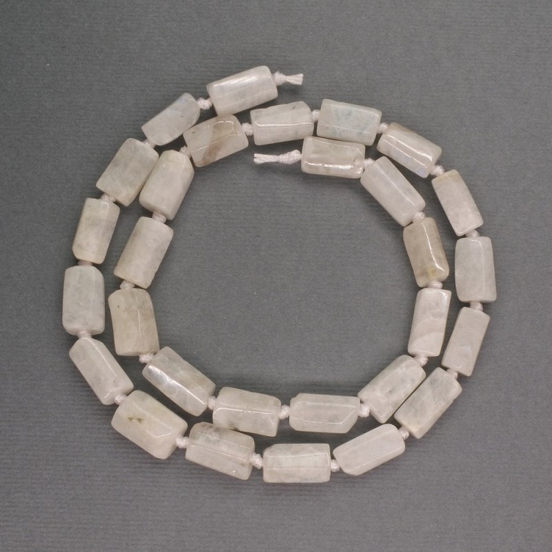 Adularia natural stone Beads, faceted cylindrical 12×6mm, length 41cm