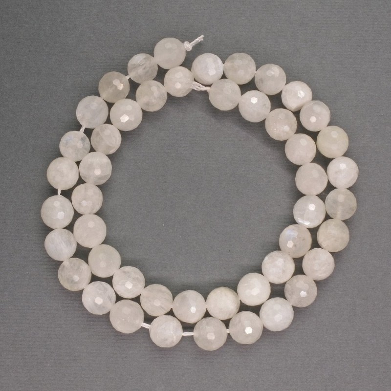 Adularia natural stone faceted round beads 8mm diameter, length 39cm