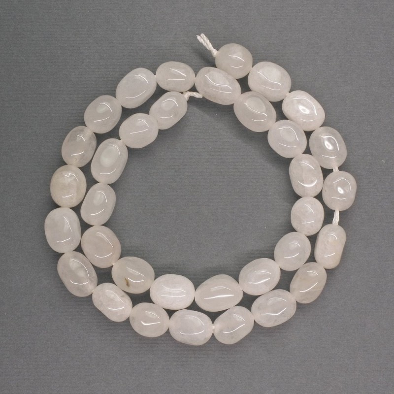 Natural Stone Beads White Quartz Tumbled, diameter 8×11mm ±, length 35cm ±
