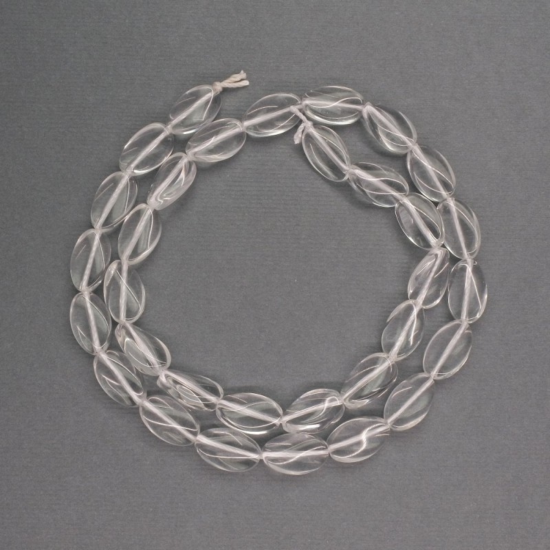 Natural Stone Beads Mountain Crystal Bent Oval 8x12mm, length 40cm