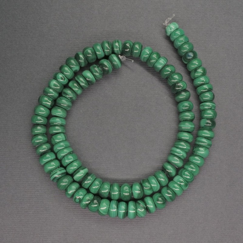 Malachite Beads Rondelle, 8x3mm diameter, approx. 41cm length